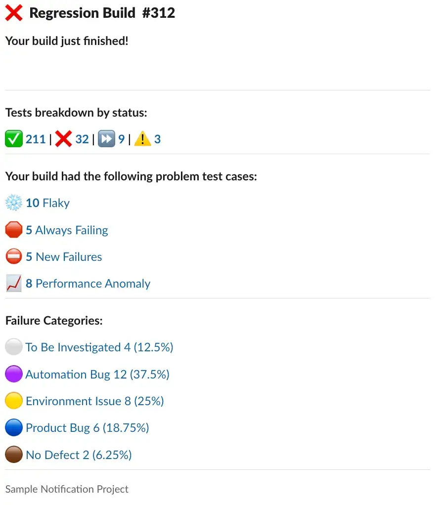 Sample Build Insights Notification