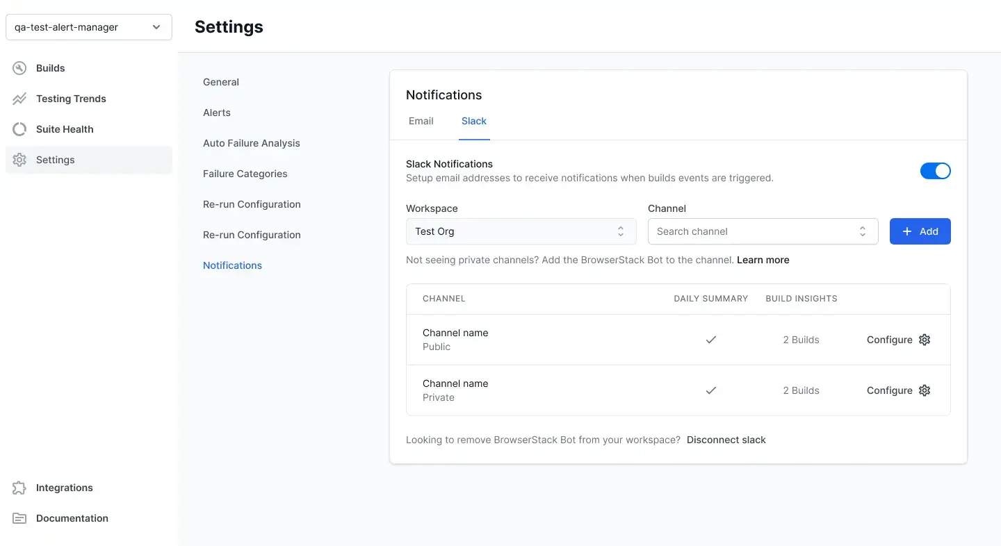 Slack Notifications - Configuration 