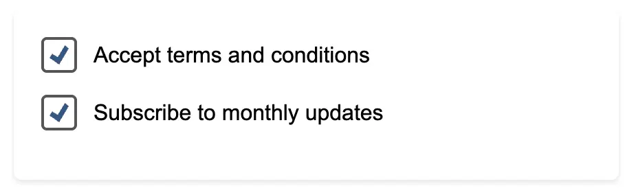 A screenshot of a checkbox. The checkbox elements like text, tick mark, background color, etc. has ample contrast between each other