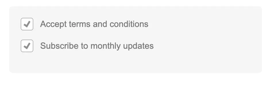 A screenshot of a gre-themed checkbox. There is very little contrast between the elements of the checkbox