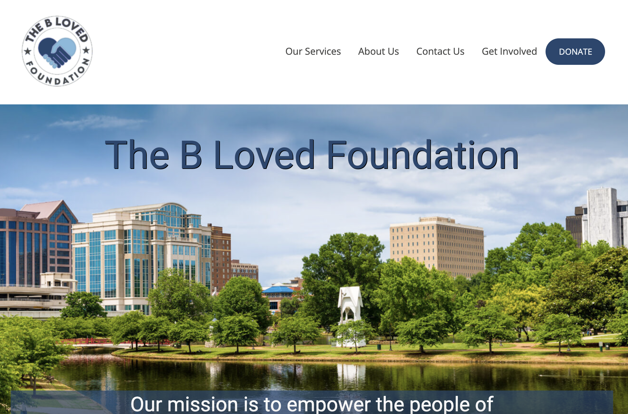Landing page of the B Loved Foundation
